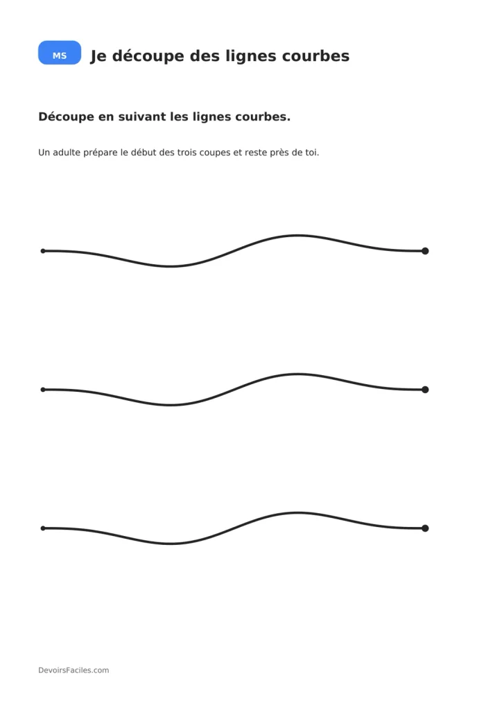 Découpage moyenne section : suivre des lignes courbes