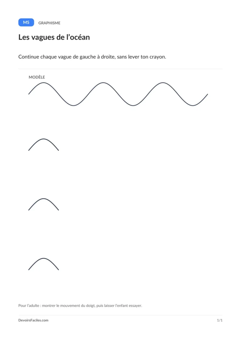 Aperçu de la fiche : Tracer des vagues en moyenne section : fiche de graphisme à imprimer