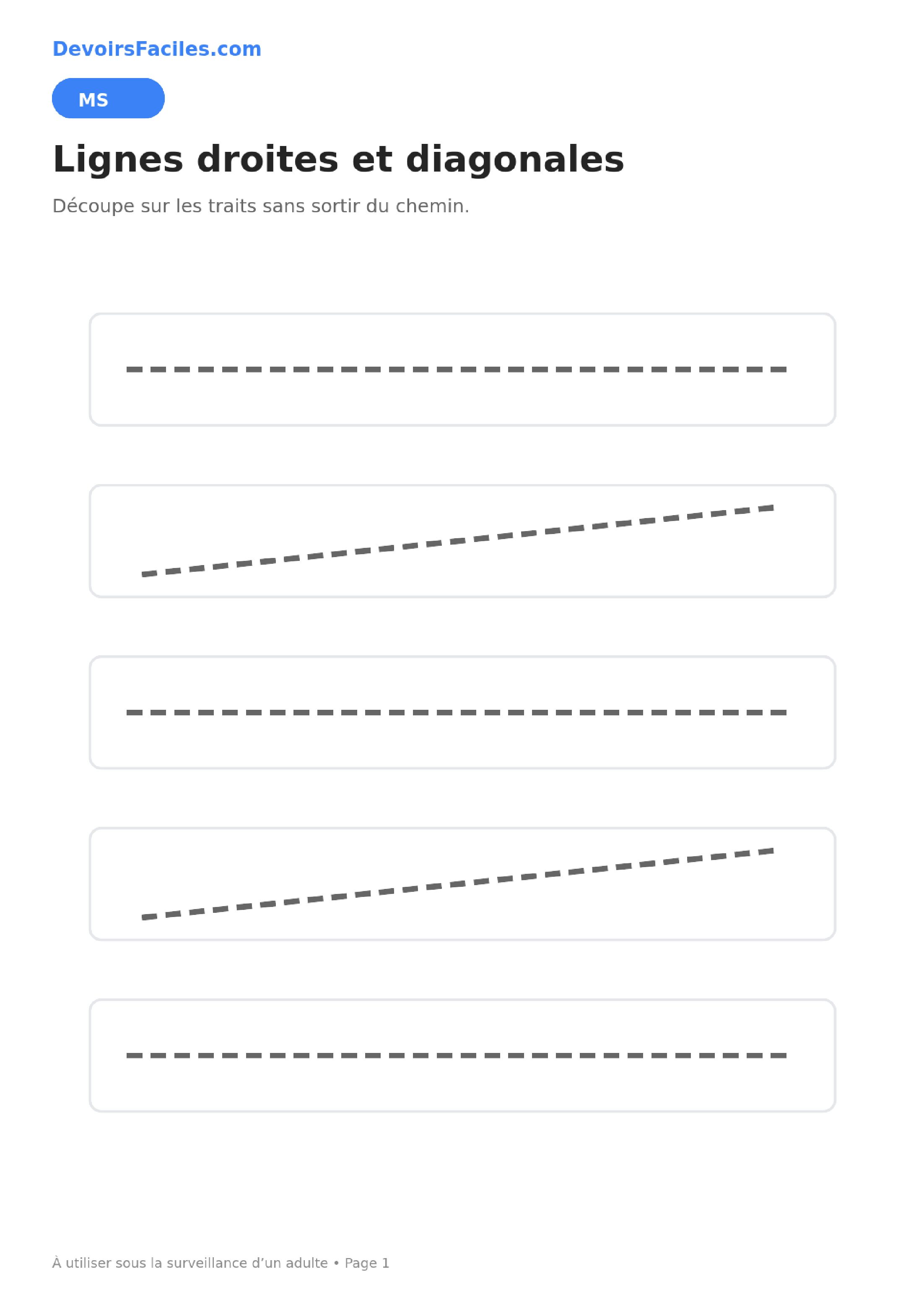 Découpage moyenne section : diagonales et zigzags