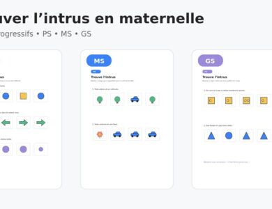 Trouver l’intrus en maternelle : fiches PS, MS et GS