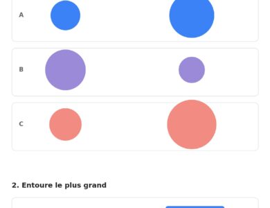 Fiche maternelle pour ranger du plus petit au plus grand